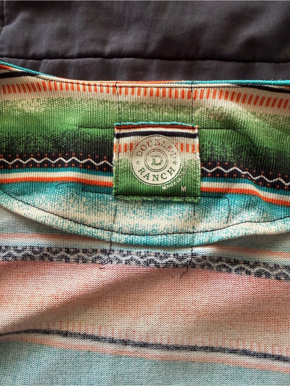 Double D Ranch Multicolor Striped Boho Top in Green, Teal, Orange - Picture 3 of 7